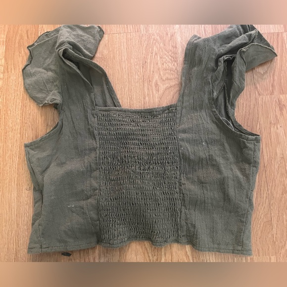 SHEIN | nwot co-ord capris/crop top size 6| army green, gauze, two piece set - Picture 3 of 7